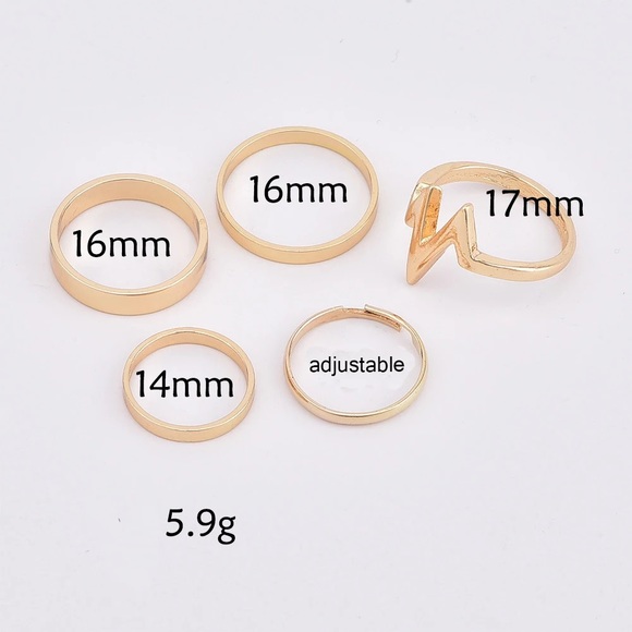 5 Ring Set in Silver or Gold - Picture 3 of 4